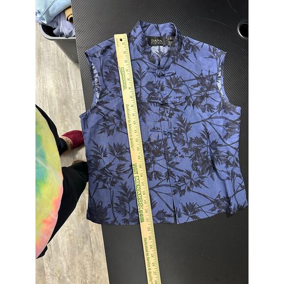 Vintage Linen Silk Tank Button Front Size 6 Grandmas Boho Blue Dana Buchman - Picture 8 of 11